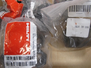 LOT TO INCLUDE: LARGE QUANTITY OF HILTI ANCHORS, EPOXY ADHESIVES, CONCRETE ADHESIVES, (5) HELICOIL MASTER THREAD REPAIR KITS. LOADING & HANDLING FEE $15-4211